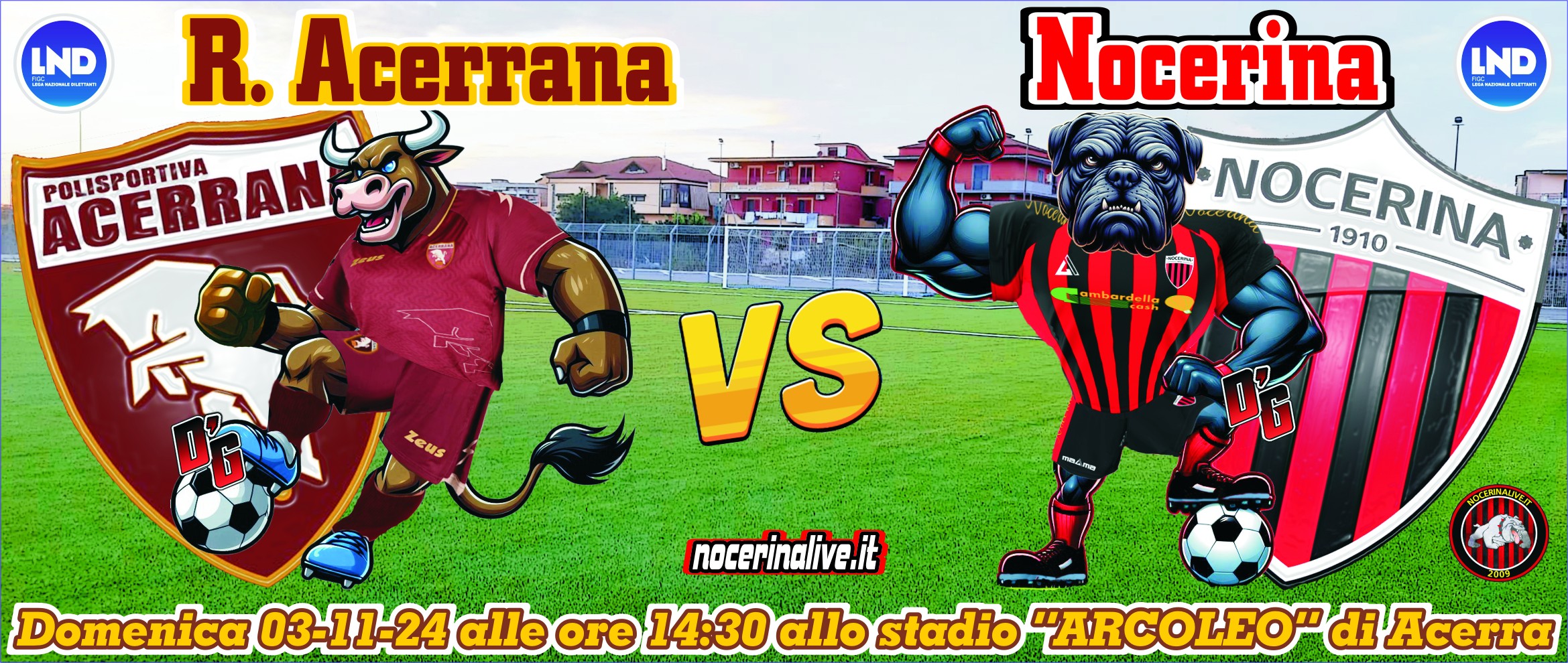 FT| R.ACERRANA-NOCERINA 2-3 [7&#8242; Laringe (Ra), 34&#8242; Elefante (Ra), 45+5&#8242; D&#8217;Agostino (N), 66&#8242; Gerbaudo (N), 90&#8242; Ferrari (N)] real acerrana nocerina